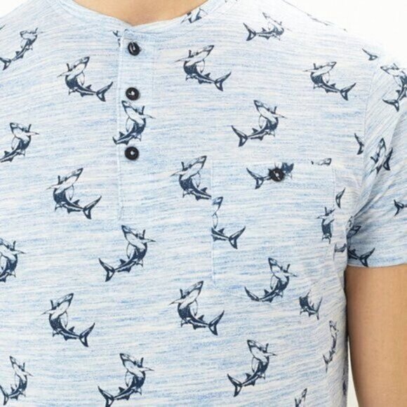 Brave Soul London- Henley Mako Shark short sleeve top​ - Picture 4 of 14